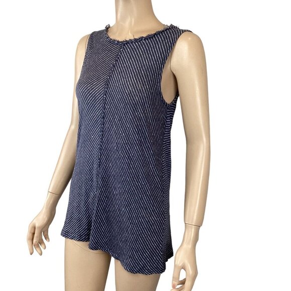 Sundance Women's Striped Sleeveless‎ Linen Top Size Small Frayed Edge - Picture 4 of 8